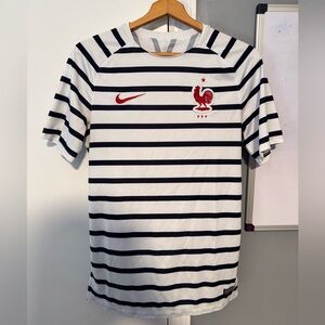 Nike White and Blue France soccer  Jersey Shirt